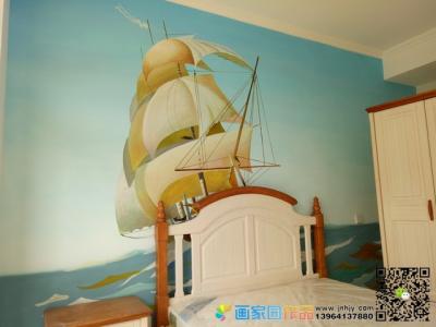 儿童房帆船墙绘作品