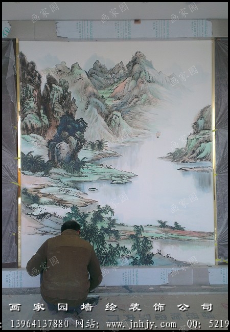 酒店墙绘山水画