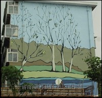 街道楼房外墙面彩绘设计制作